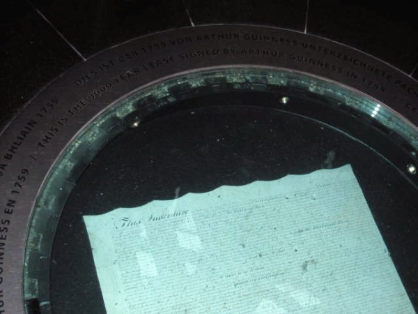 This is the 9000 year lease Arthur Guinness signed to take over a disused brewery at St. James's Gate